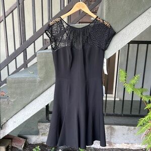 NWT Maggy London Black Cocktail Dress With Mesh Neckline Goth Wedding Guest Sz 8